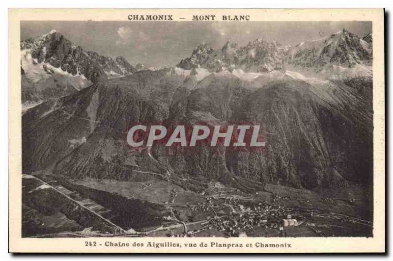 Old Postcard Chamonix Chain Agulhas to Plan Praz and Chamonix