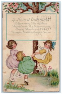 1922 Happy Birthday Children Playing Flowers York Pennsylvania PA Postcard