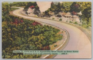 Linen~Famous S Curve US 71 @ Mt Gayler Boston Mt Drive~Vintage Postcard