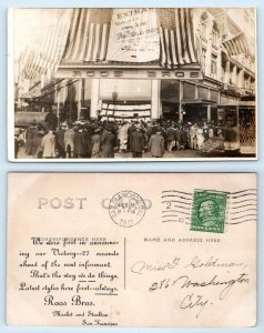 RPPC SAN FRANCISCO, CA ~ 1911 ROOS BROS. Celebration P.P.I.E. Victory Postcard