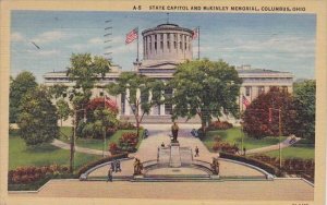 Ohio Columbus State Capitol And Mckinley Memorial 1946