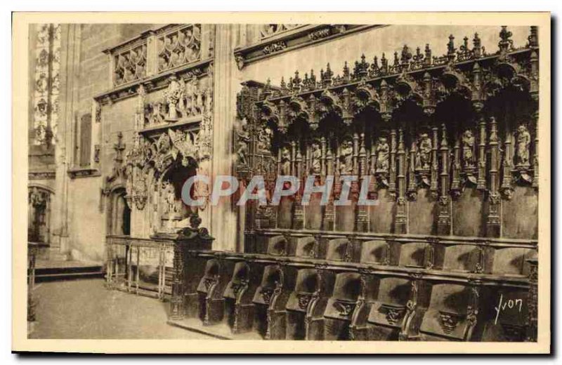 Postcard Old La Douce France Bourg Ain Brou Church The Choir Stalls