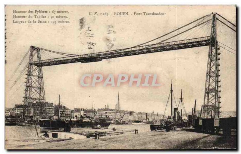 Old Postcard Rouen Transporter Bridge