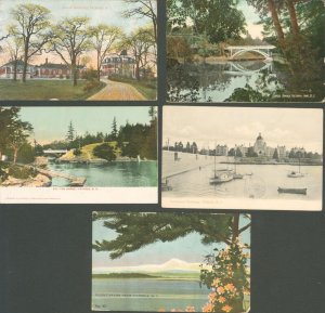 VICTORIA BC CA-MT BAKER-PARLIAMENT-GORGE-JUBILEE-BRIDGE-LOT OF 5 POSTCARDS