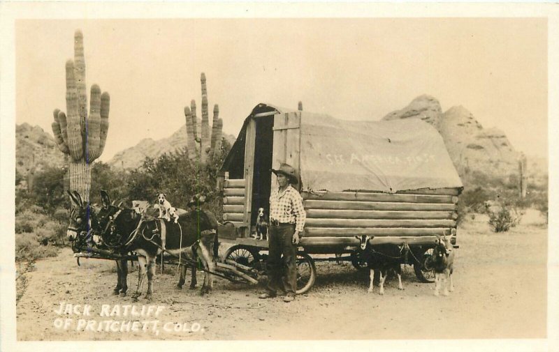 Postcard Arizona Colorado Pritchett Ratliff Sonora Desert Covered Wagon 23-2061