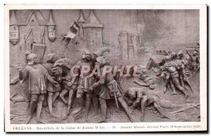 Old Postcard Orleans Bas reliefs Ia statue of Jeanne D Arc Jeanne Blessee bef...