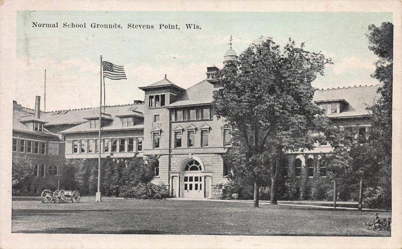 Normal School Grounds, Stevens Point, Wisconsin, Early Postcard, Used in 1923