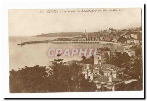 Menton Old Postcard View from the boulevard of Garavan