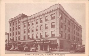 Casper Wyoming Hotel Henning Divided Back Vintage Postcard U1688