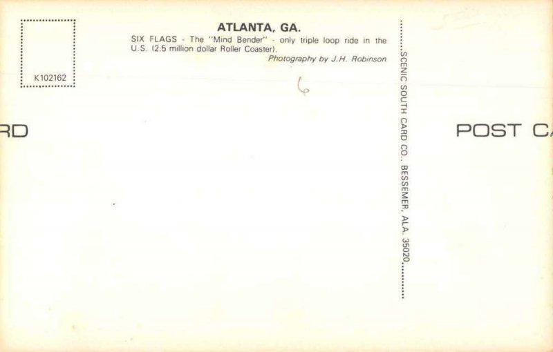 Atlanta Georgia Six Flags Mind Bender Roller Coaster Postcard AA7019 