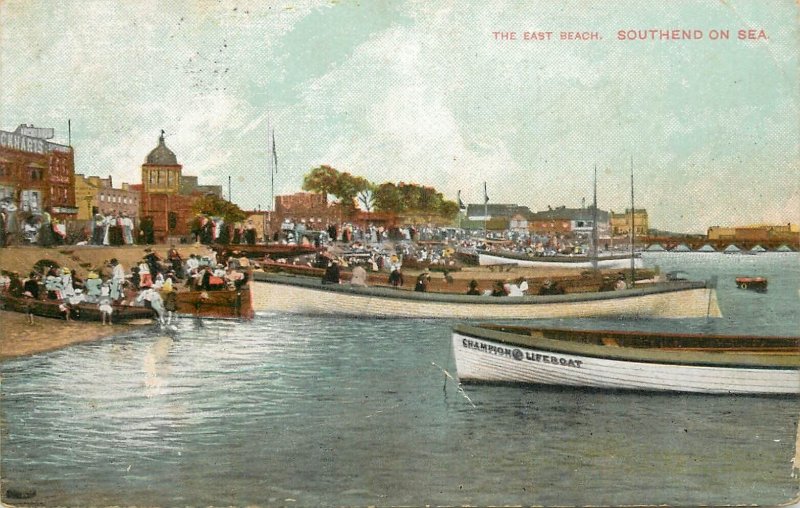 UK England sail & navigation themed postcard Southend on Sea lifeboat