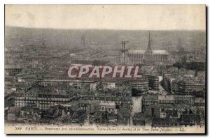 Postcard Old Paris Montmartre panorama taken to Our Lady right and the Tour S...