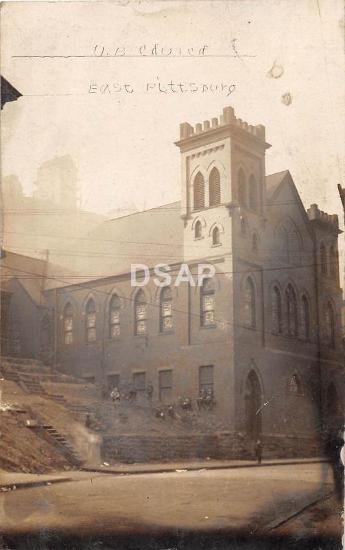 Pennsylvania Pa Real Photo RPPC Postcard 1908 EAST PITTSBURG U.B. Church