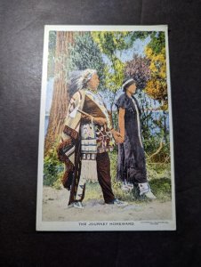 Mint USA Native American Postcard The Journey Homeward Indian Couple