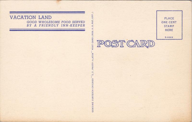 Greyhound Post House Coldwater MI Michigan Vacationland Curteich Postcard D76