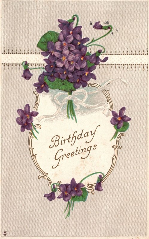 Vintage Postcard Birthday Greetings Forget Me Nots Greetings And Wishes Card