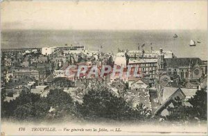 Old Postcard Trouville general view towards the piers