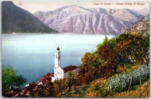 VINTAGE POSTCARD VIEW OF LAKE COMO CHAPEL LOMBARDY REGION ITALY 1910s