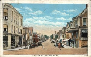 Caribou Maine ME Sweden Street c1920s-30s Postcard