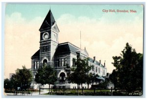 c1910 View of City Hall Brandon Manitoba Canada Antique Unposted Postcard