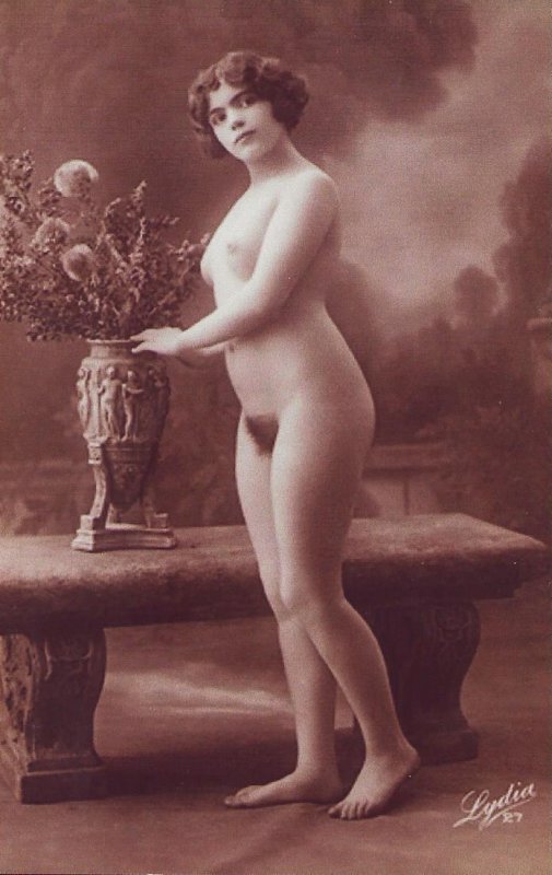 HR-17 - Nude French Model Posing in Paris Imported SepiaPicture Postcard.