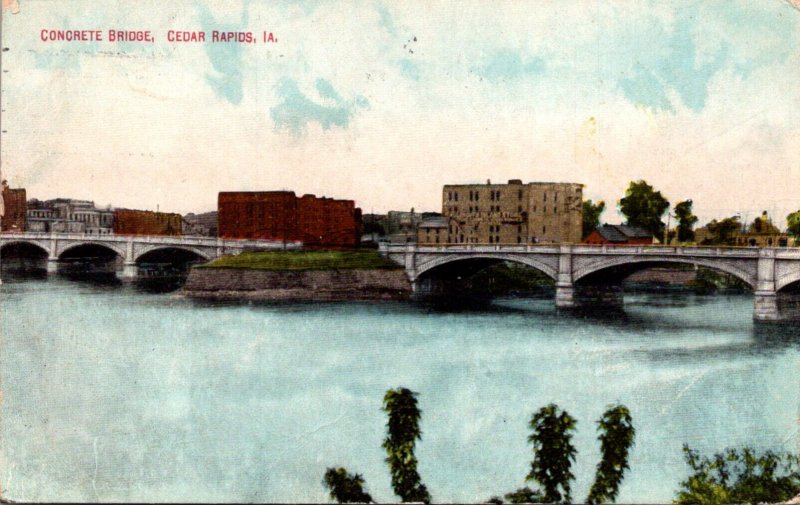 Iowa Cedar Rapids The Concrete Bridge 1910