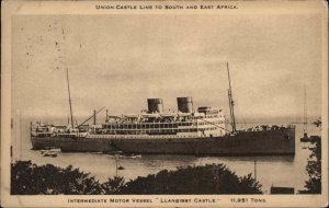 Union Castle Line Steamer Steamship Llangibby Castle Passenger Msg c1910 PC