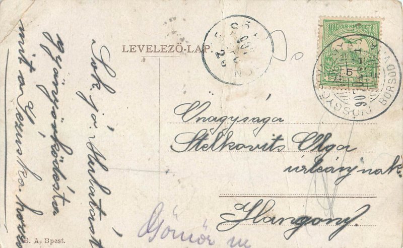 Christmas winter seasonal greetings fantasy postcard angel roses Hungary 1907