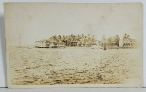 Rppc Homes Along the Water Palm Trees Church c1907 Real Photo Postcard O2