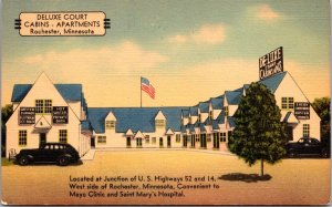 Linen Postcard Deluxe Court Cabins Apartments in Rochester, Minnesota