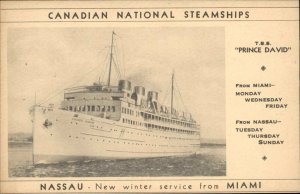 Canadian Nat'l Series Nassau T.S.S. Prince David Steamer Steamship Vintage PC