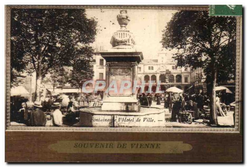 Old Postcard Vienna Fountain of & # & # 39Hotel of 39Hotel City