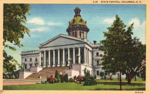 Vintage Postcard 1930's State Capitol Columbia South Carolina Central News Co.