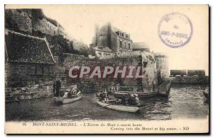 Old Postcard Mont Saint Michel L'Entree Mount at high tide