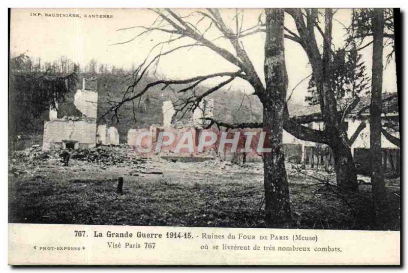 Old Postcard The Great War Ruins of Four From Paris Militaria