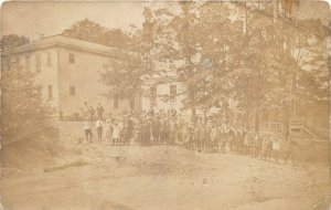 c1910 RPPC Real Photo Postcard Children on School Yard Landgon School