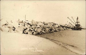 Cape Cod Canal Construction Breakwater Sandwich Cancel Real Photo Postcard