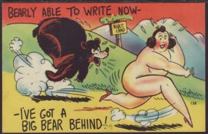 I've Got a Big Bear Behind Comic Postcard