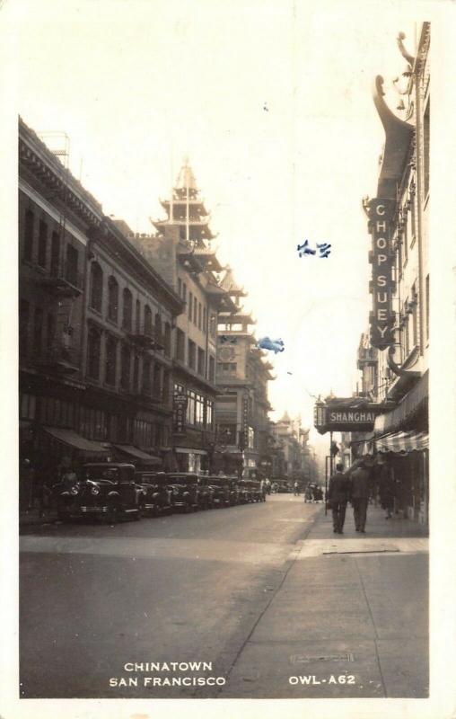 San Francisco California~Chinatown~Chop Suey~Shanghai~Noodles~Rooms~1943 RPPC 