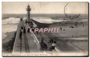 Trouville - La Jetee and the Beach - Old Postcard