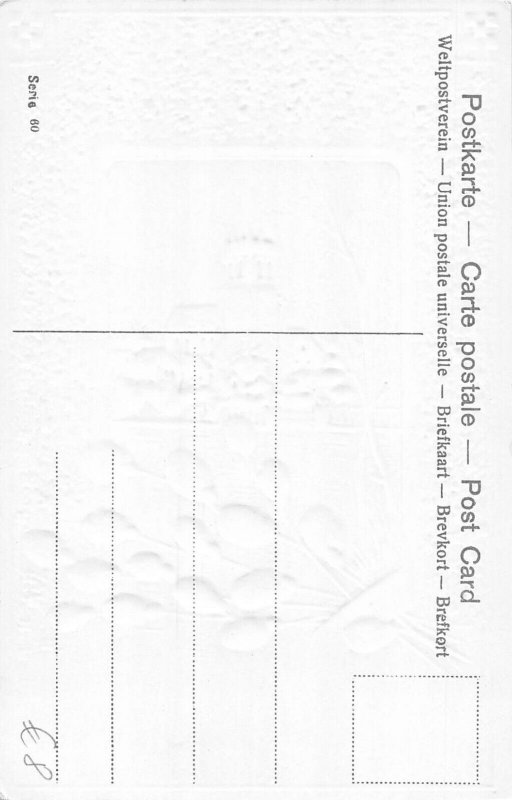 Easter Greetings Pussy Willow Passepartout Landscape Tower embossed postcard