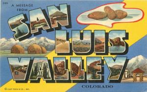 Large Letters multi View San Luis Valley Colorado 1940s Postcard Teich 5435