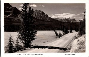 RPPC, The Jasper-Banff Highway Posted at Jasper Park Lodge Vintage Postcard P76