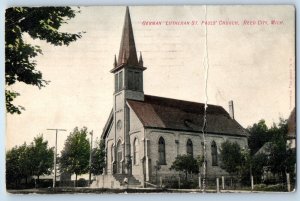 1907 Reed City Michigan Vintage Postcard German Lutheran St. Pauls Church Chapel