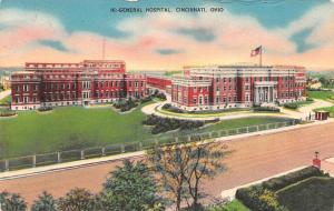 CINCINNATI, OH Ohio      GENERAL HOSPITAL     1960 Linen Postcard