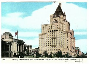 Hotel Vancouver & Provincial Court House Canada Postcard 1962