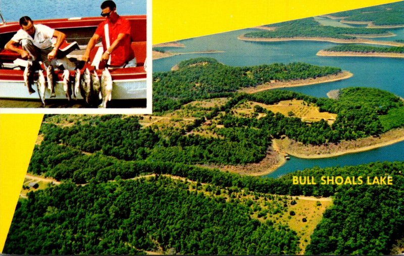 Arkansas Bull Shoals Lake Aerial View and Fishing Scene