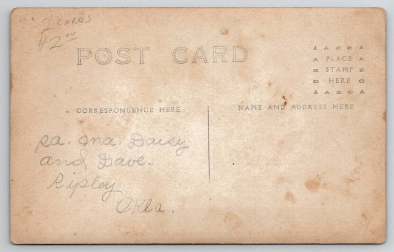 RPPC Sweet Young Boy Curious Face Ripley Oklahoma Family c1910  Postcard A28