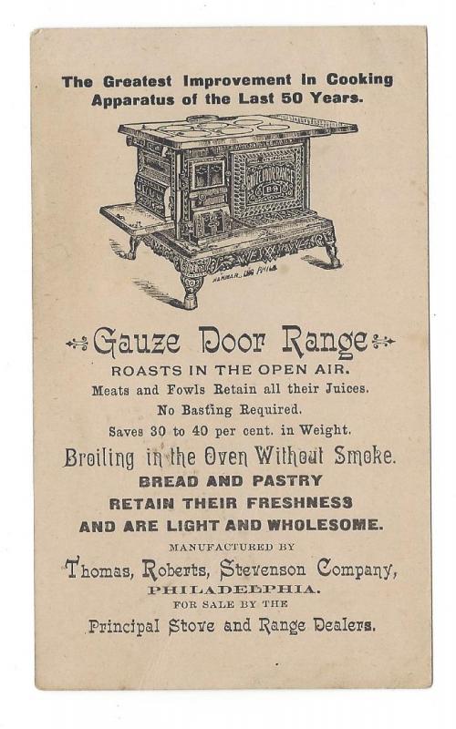 Victorian Trade Card Gauze Door Range Hantz & Jessop York PA