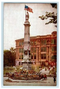 c1910's View Of Soldier's Monument Davenport Iowa IA Antique Postcard